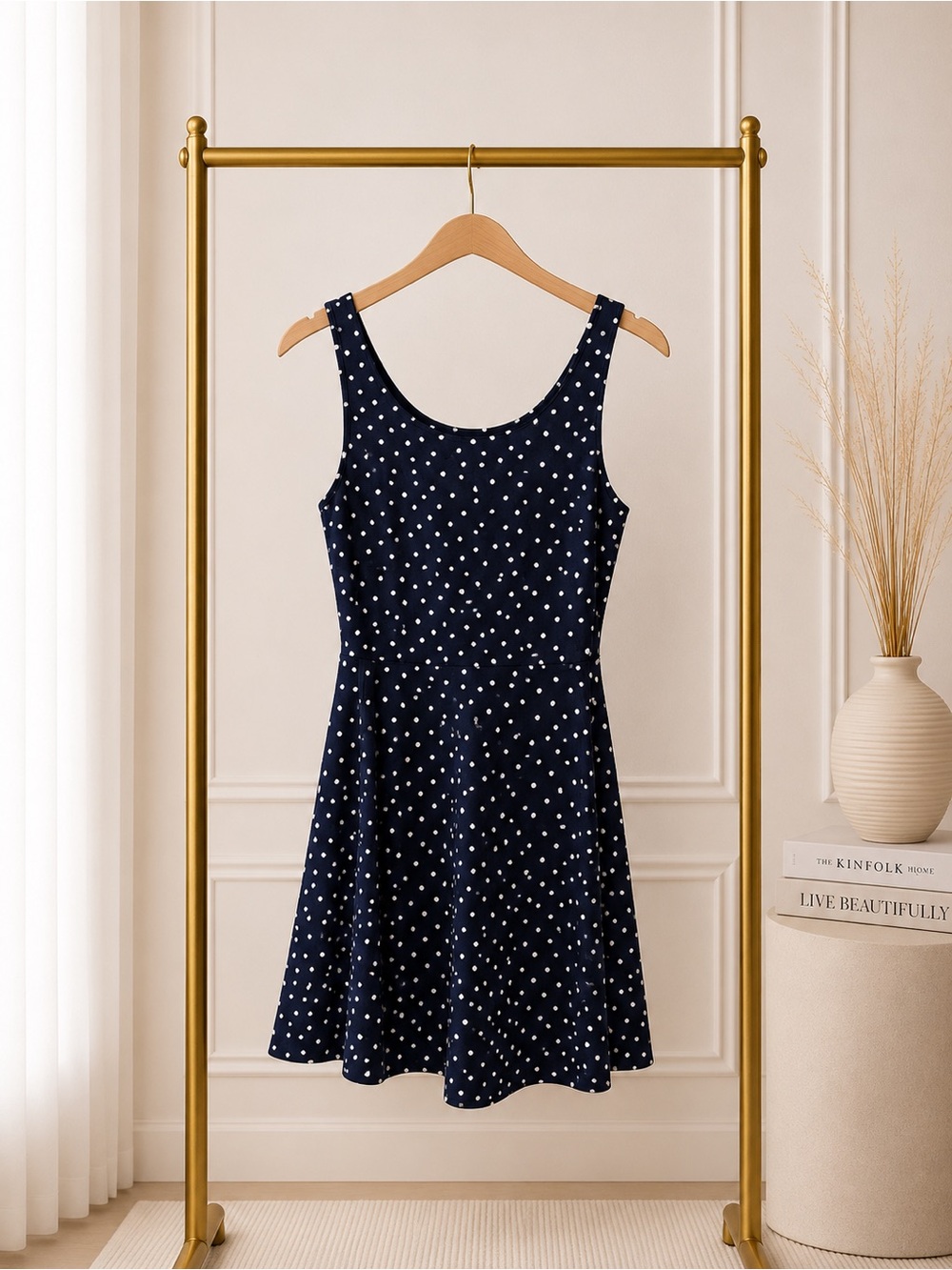 🔴 Divided Black and White Polka Dot Midi Dress